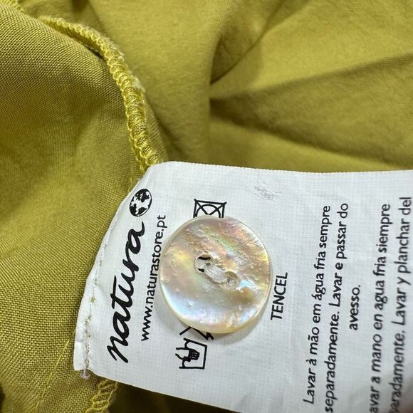 Natura Midi Dress Womens Large Green Tencel Button Down V Neck Short Sleeve Sun - Picture 8 of 9